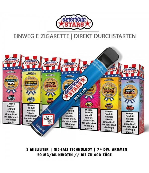 American Stars Vape - Einweg E-Zigarette 20mg/mlAmerican Stars Vape - Einweg E-Zigarette 20mg/ml American Stars Vape - Einweg E-Zigarette 20mg/ml